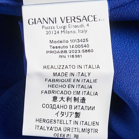 Versace Blue Barocco Lace Satin Silk Cowl Neck Slip Dress S